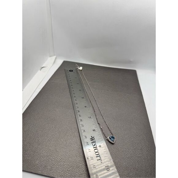 Real Simple Jewelry Blue Sapphire Rhodium Plated Silver Heart Pendant Chain - Picture 4 of 5